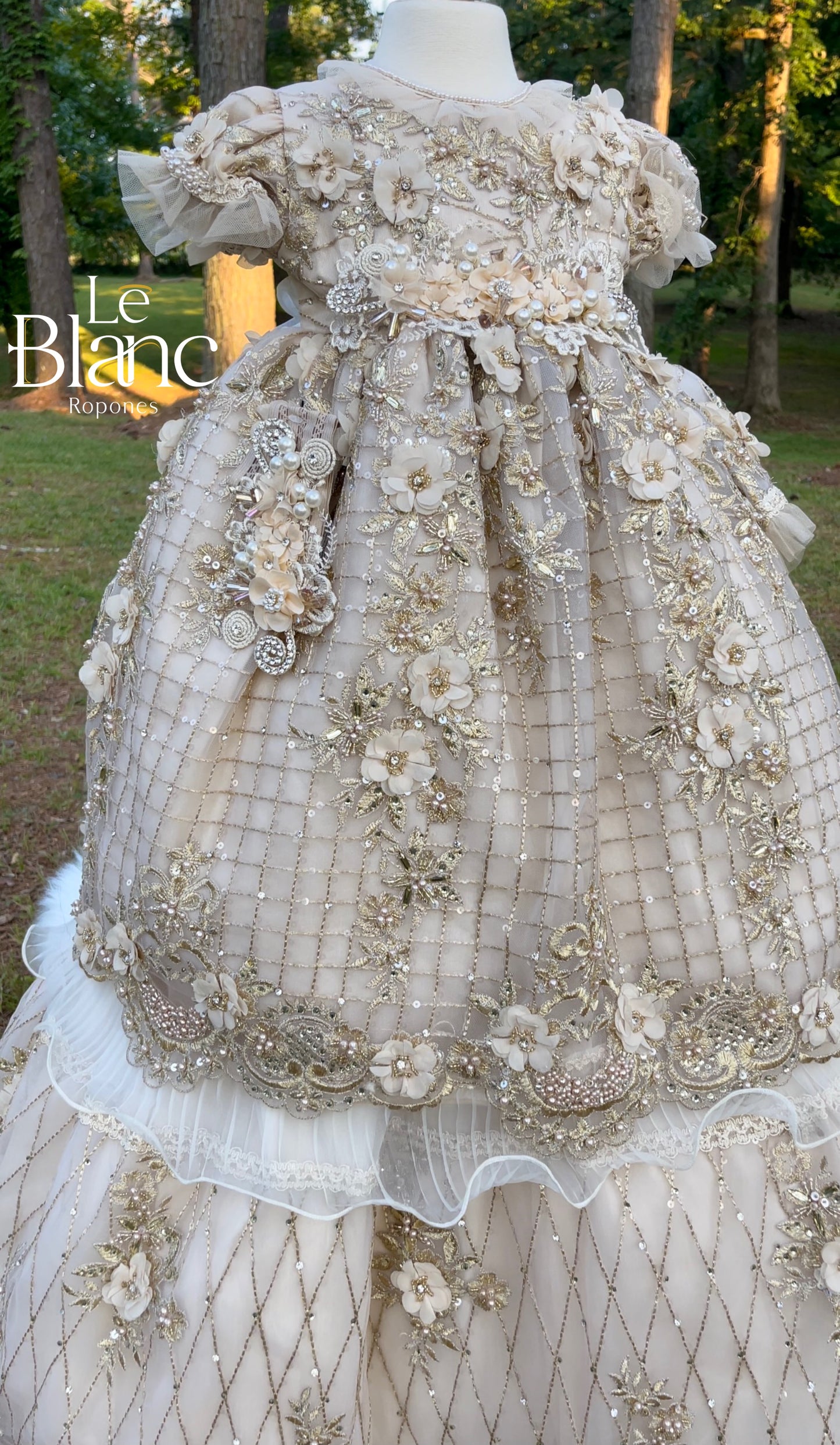 Liani Champagne Baptism Dress