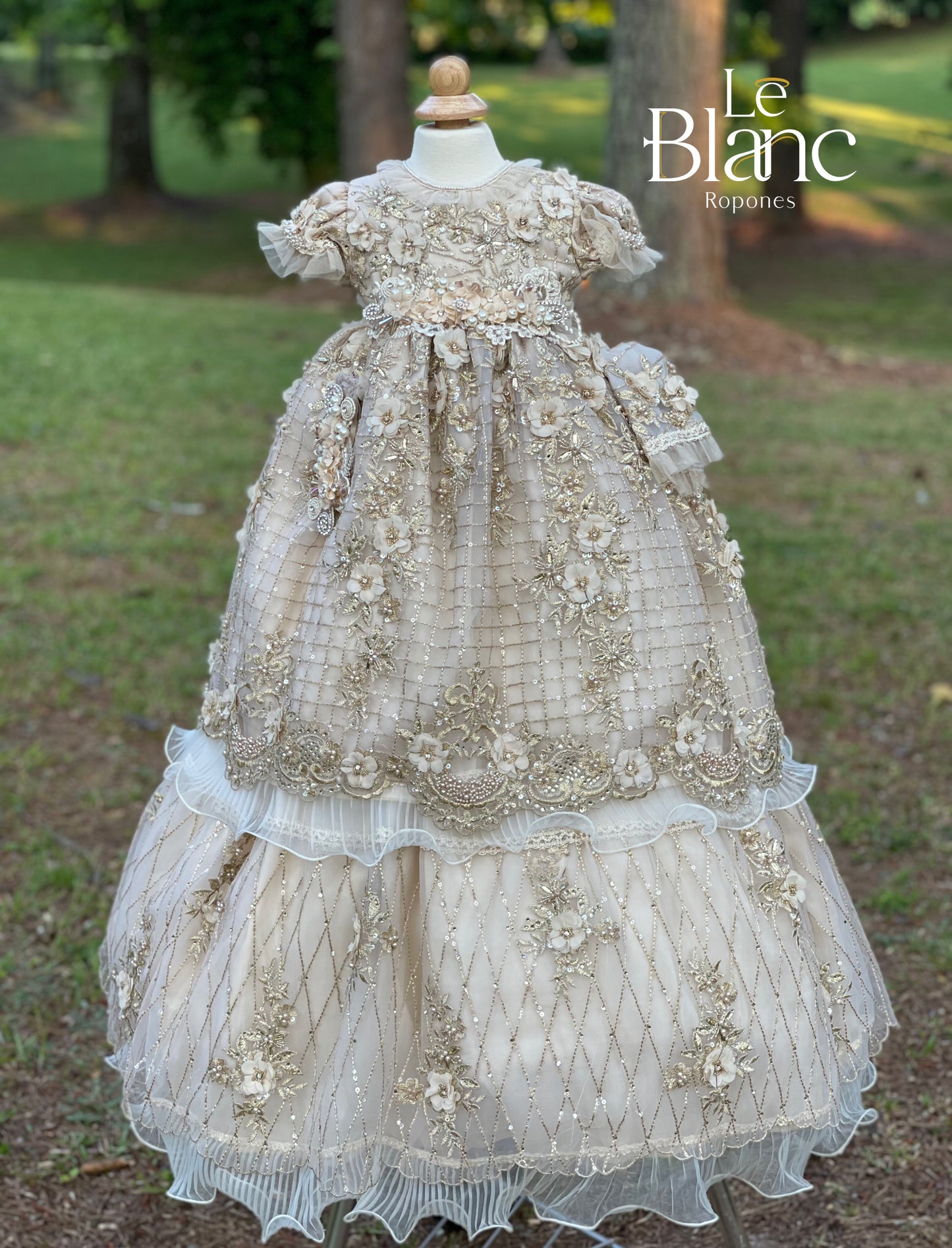 Liani Champagne Baptism Dress