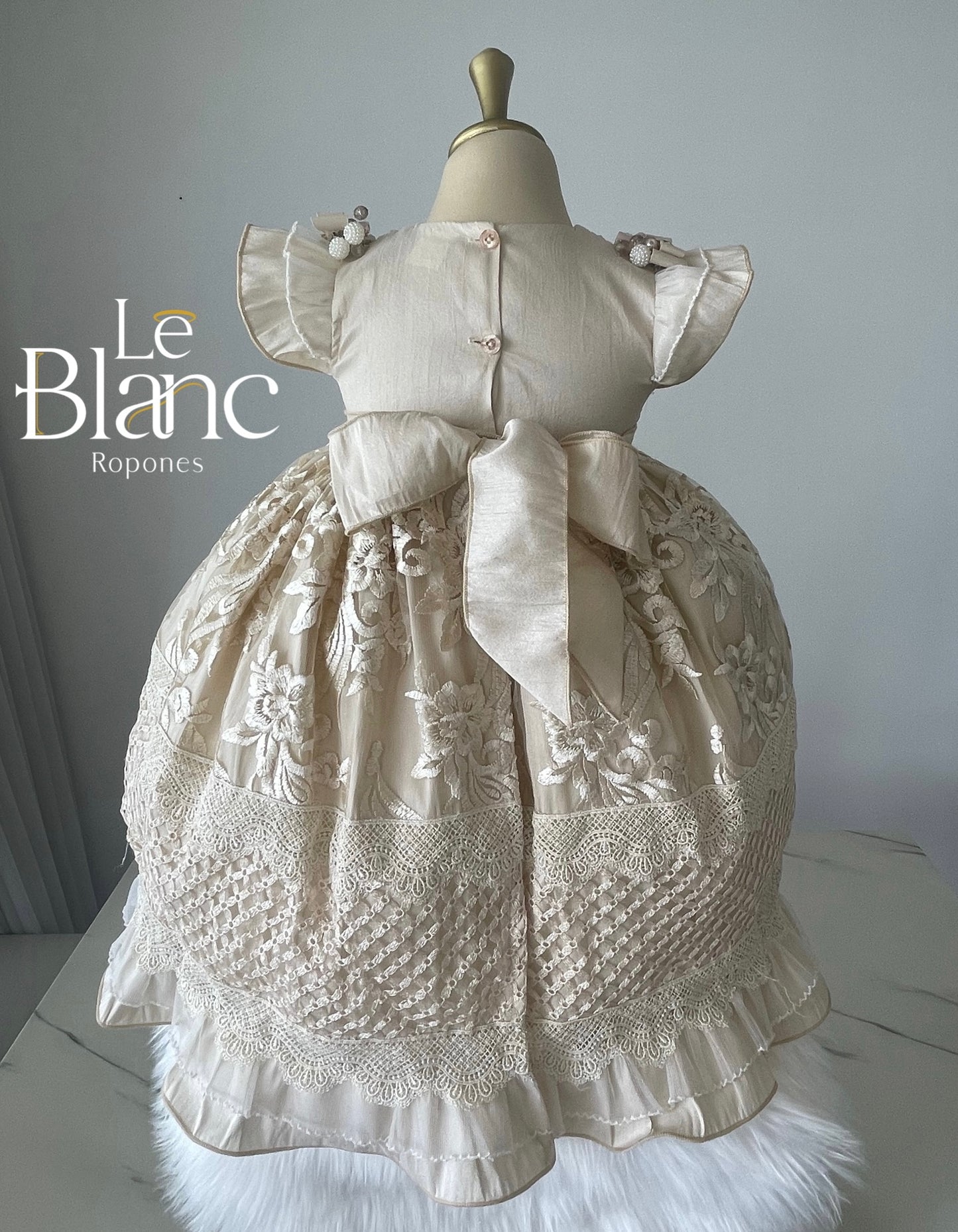 Pía Champagne Baptism Dress